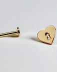 Padlock Heart Flat Back Cartilage Earrings 14k Solid Gold Internally Threaded Flat Back Earrings, Heart Studs, Tragus Valentine's Gift