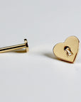 Padlock Heart Flat Back Cartilage Earrings 14k Solid Gold