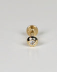 Cz Ball Flat Back Earrings 14k Solid Gold, Internally Threaded Earrings (SINGLE or PAIR) - Melt'm Jewelry