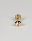 Cz Ball Flat Back Earrings 14k Solid Gold, Internally Threaded Earrings (SINGLE or PAIR)