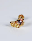 Wing Flat Back Earrings 14k Solid Gold
