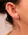 Cz Ball Flat Back Earrings 14k Solid Gold, Internally Threaded Earrings (SINGLE or PAIR)