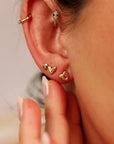 Padlock Heart Flat Back Cartilage Earrings 14k Solid Gold