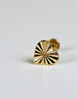 Fluted Heart Flat Back Cartilage Earrings 14k Solid Gold - Melt'm Jewelry
