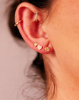 Fluted Heart Flat Back Cartilage Earrings 14k Solid Gold - Melt'm Jewelry
