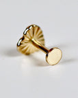 Fluted Heart Flat Back Cartilage Earrings 14k Solid Gold