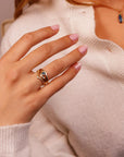Montana Sapphire V Shaped Ring 14k White Gold