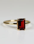 14k Gold Emerald Cut Garnet Ring