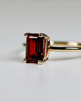 14k Gold Emerald Cut Garnet Ring