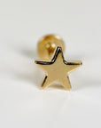 Star Earrings 14k Solid Gold, Internally Threaded Flat Back Earrings