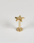 Star Earrings 14k Solid Gold, Internally Threaded Flat Back Earrings, Tiny Star Earrings Studs, Tragus Stud, Valentines Gift for her