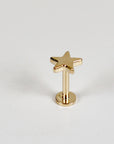 Star Earrings 14k Solid Gold, Internally Threaded Flat Back Earrings