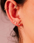 Sun Earrings 14k Solid Gold, Internally Threaded Flat Back Earrings, Spike cz Sun Earrings Studs, Tragus Stud, Valentines Gift for her