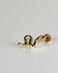 Serpenti Flat Back Earrings 14k Solid Gold, Snake Stack Earrings (SINGLE or PAIR)