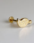 Leaf Flat Back Earrings 14k Solid Gold, Nature Stack Earrings