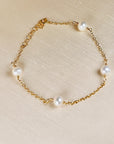 Dainty Pearl Chain Bracelets Gold Filled, Freshwater Pearl Bracelet
