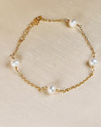 Dainty Pearl Chain Bracelets Gold Filled, Freshwater Pearl Bracelet, Bridal Chain Bracelet, Dainty Bracelet, Bridal Gift