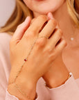 Gold Slave Bracelet, Garnet Hand Chain Bracelet