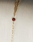 Gold Slave Bracelet, Garnet Hand Chain Bracelet