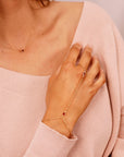 Gold Slave Bracelet, Garnet Hand Chain Bracelet