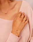 Gold Slave Bracelet, Garnet Hand Chain Bracelet - Melt'm Jewelry