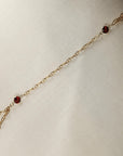 Gold Slave Bracelet, Garnet Hand Chain Bracelet