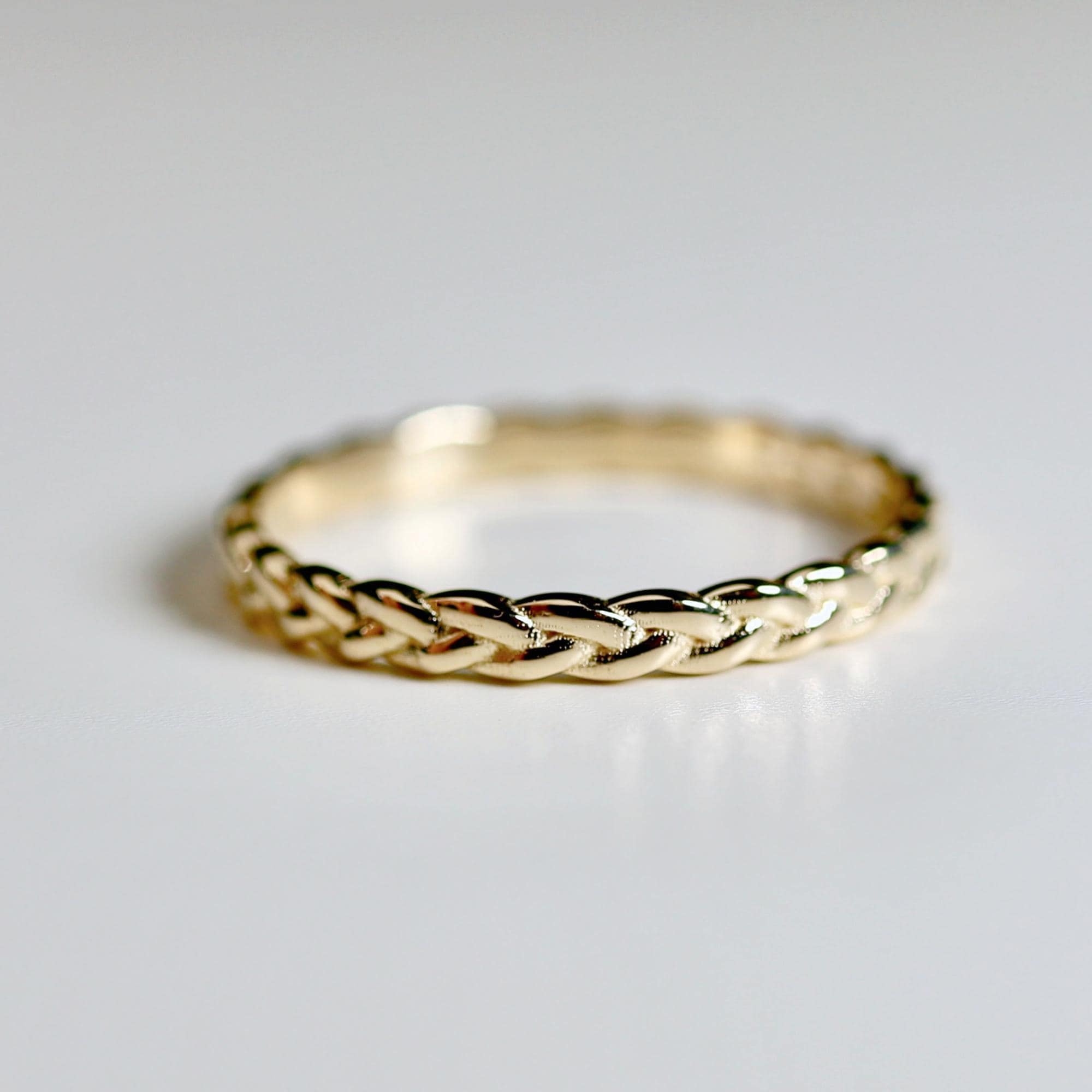 Wheat Leaf Wedding Ring 14k Gold, Curved Wedding Band, Olive Leaf Wedding Ring, Contour Band, Stackable Wedding Ring
