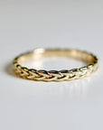 Wheat Leaf Wedding Ring 14k Gold, Curved Wedding Band, Olive Leaf Wedding Ring, Contour Band, Stackable Wedding Ring