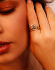 A gold ring with a clear gemstone and a braided band. Wheat Leaf Wedding Band 14k Gold, Olive Leaf Botanical Ring, Solid Gold Nature Ring Stackable, Bridal Jewelry,