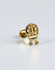 Ladybug Flat Back Earrings 14k Solid Gold, Lady Bird Stack Earrings, Internally Threaded Earrings, Tragus Stud Piercing, Gift for Her
