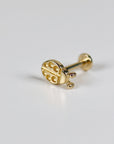 Ladybug Flat Back Earrings 14k Solid Gold, Lady Bird Stack Earrings