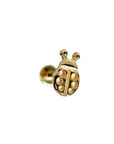 Ladybug Flat Back Earrings 14k Solid Gold, Lady Bird Stack Earrings in 14k Solid Gold