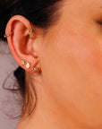 Evil Eye Flat Back Earrings 14k Solid Gold, Luck Symbol Stack Earrings