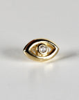 Evil Eye Flat Back Earrings 14k Solid Gold
