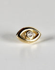 Evil Eye Flat Back Earrings 14k Solid Gold