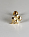 Four Leaf Clover Flat Back Stud 14k Solid Gold, Luck Symbol Stack Earrings, Internally Threaded Earrings, Cartilage Piercing, Gift for Her