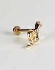 Serpenti Flat Back Earrings 14k Solid Gold, Snake Stack Earrings (SINGLE or PAIR) - Melt'm Jewelry