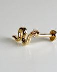Serpenti Flat Back Earrings 14k Solid Gold, Snake Stack Earrings (SINGLE or PAIR)