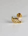 Leaf Flat Back Earrings 14k Solid Gold, Nature Stack Earrings