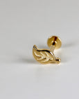 Leaf Flat Back Earrings 14k Solid Gold, Nature Stack Earrings