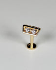 CZ 3D Rectangle Shield Flat Back Earrings, Internally Threaded (SINGLE or PAIR) - Melt'm Jewelry