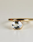 Floating East West Oval Aquamarine Ring 14k Gold