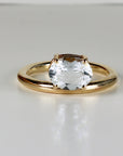 Floating East West Oval Aquamarine Ring 14k Gold