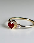 Round Red Ruby Ring 14k Solid Gold