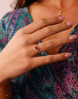 Round Red Ruby Ring 14k Solid Gold, Diamond & Ruby Engagement Ring, Unique Handmade Jewelry Anniversary Gift, Mother's Day Gift for Wife