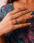 Round Red Ruby Ring 14k Solid Gold