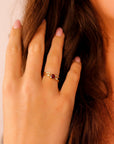 Round Red Ruby Ring 14k Solid Gold - Melt'm Jewelry