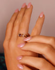 Round Red Ruby Ring 14k Solid Gold