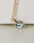 Heart Shape Aquamarine Necklace 14k Solid Gold