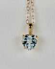 Aquamarine Necklace 14k Solid Gold, Heart Shape Aquamarine Pendant Necklace, March Birthstone Necklace, Mother's Day Gift for New Mom